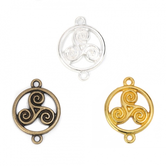 Picture of Zinc Based Alloy Connectors Round Antique Bronze Celtic Knot 28mm x 20mm, 30 PCs