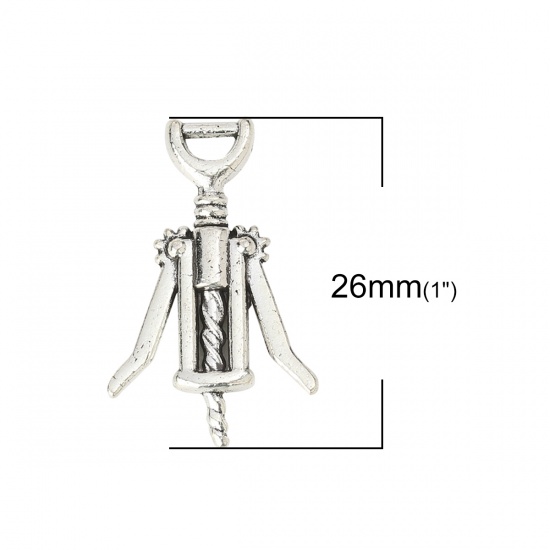 Picture of Zinc Based Alloy Charms Opener Antique Silver 26mm(1") x 17mm( 5/8"), 50 PCs