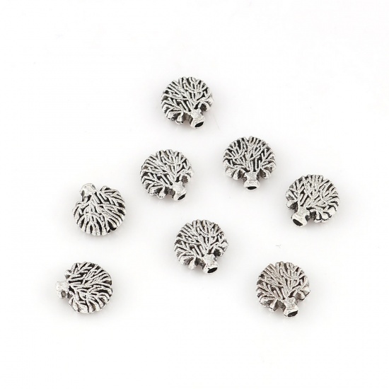 Immagine di Lega di Zinco Separatori Perline Albero Argento Antico Circa 8mm x 8mm, Foro:Circa 1.6mm, 100 Pz