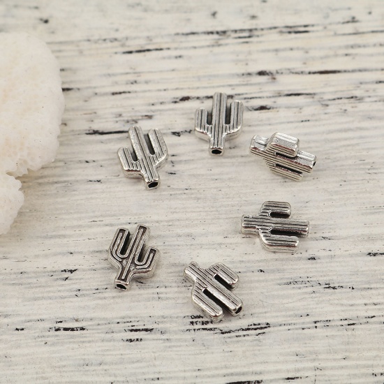 Picture of Zinc Based Alloy Spacer Beads Cactus Antique Silver 10mm x 8mm, Hole: Approx 1.6mm, 100 PCs