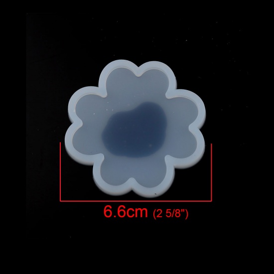 Immagine di Silicone Muffa della Resina per Gioielli Rendendo Fiore Bianco 66mm x 66mm, 2 Pz
