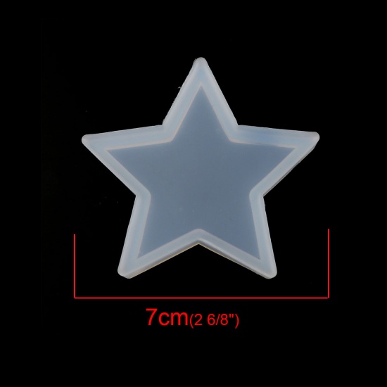 Immagine di Silicone Muffa della Resina per Gioielli Rendendo Stella a Cinque Punte Bianco 70mm x 70mm, 2 Pz