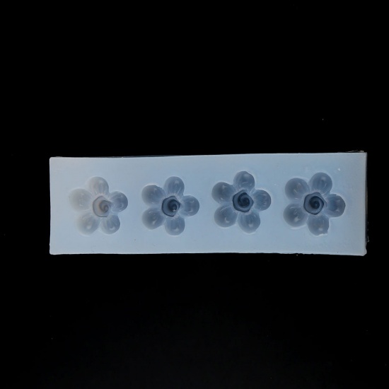 Image de Moule en Silicone Rectangle Blanc Fleurs 9.8cm x 3cm, 1 Pièce