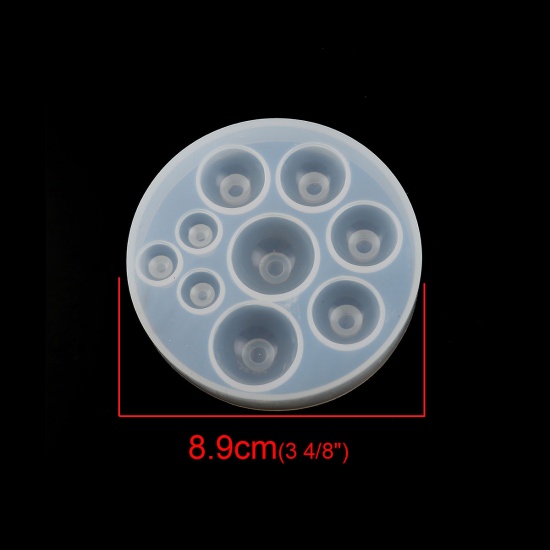 Immagine di Silicone Muffa della Resina per Gioielli Rendendo Mezzo Tondo Bianco 8.9cm Dia. 1 Pz