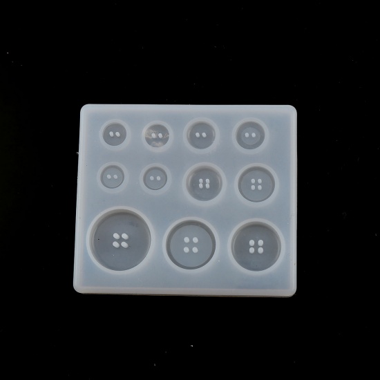 Immagine di Silicone Muffa della Resina per Gioielli Rendendo Rettangolo Bianco Bottone 89mm x 79mm, 1 Pz