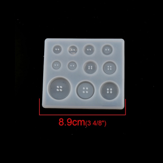 Immagine di Silicone Muffa della Resina per Gioielli Rendendo Rettangolo Bianco Bottone 89mm x 79mm, 1 Pz