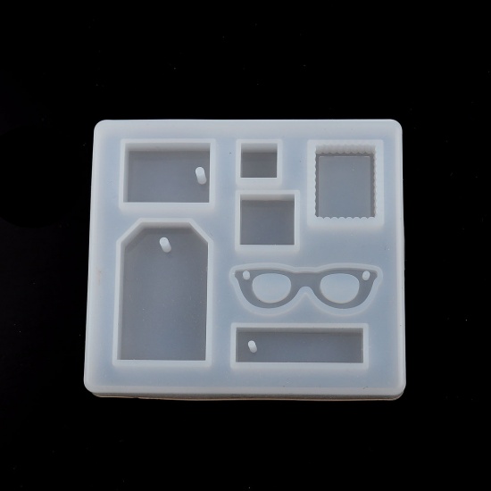 Immagine di Silicone Muffa della Resina per Gioielli Rendendo Rettangolo Bianco A Random 90mm x 80mm, 1 Pz