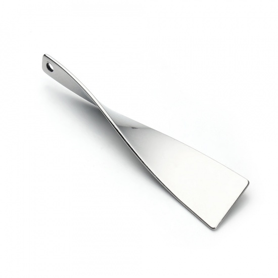 Picture of Stainless Steel Pendants Rectangle Silver Tone 4.8cm(1 7/8") x 1.1cm( 3/8"), 1 Packet(5 PCs)