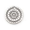 Picture of Zinc Based Alloy Charms Round Antique Silver Carved 14mm( 4/8") Dia, 50 PCs