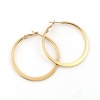 Picture of 316 Stainless Steel Hoop Earrings Gold Plated Round 40mm(1 5/8") Dia., Post/ Wire Size: (20 gauge), 1 Pair”