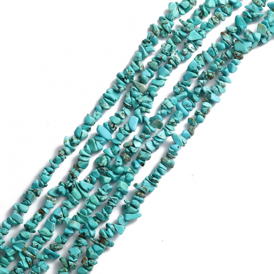 Imagen de Turquesa ( Sintético ) Cuentas Irregular Azul Aprox 11mm x 4mm, Agujero: Aprox 0.7mm, 85cm Longitud, 1 Sarta (Aprox 320 Unidades/Sarta)