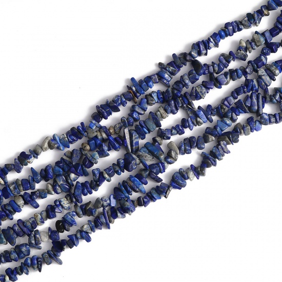 Immagine di Lapis ( Sintetico ) Perline Irregolare Turchino Come 11mm x 4mm, Foro: Circa 0.7mm, 85cm Lunghezza, 1 Filo (Circa 320 Pz/Treccia)