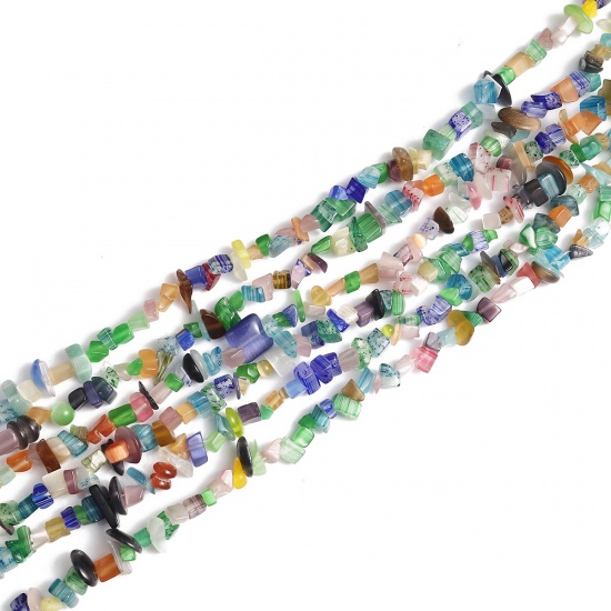 Immagine di Opale Occhi di Gatto ( Sintetico ) Perline Irregolare Multicolore Come 11mm x 6mm, Foro: Circa 0.6mm, 85cm Lunghezza, 1 Filo (Circa 240 Pz/Sfilza)