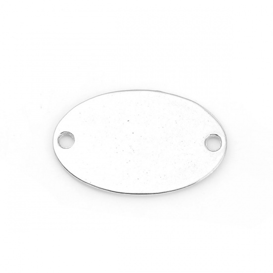 Bild von Zinklegierung Verbinder Oval Silberfarbe 30mm x 20mm - 29mm x 19mm, 20 Stück