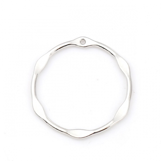 Picture of Zinc Based Alloy Pendants Circle Ring Silver Tone 33mm(1 2/8") x 31mm(1 2/8"), 10 PCs