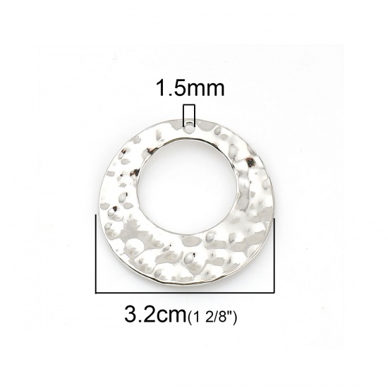 Picture of Zinc Based Alloy Pendants Circle Ring Silver Tone 32mm(1 2/8") Dia, 10 PCs
