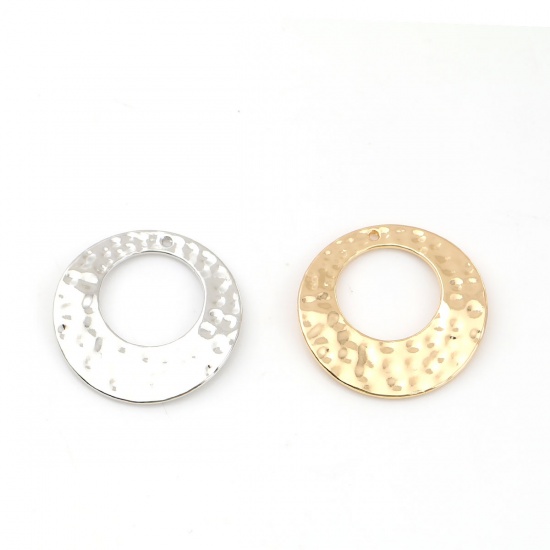 Picture of Zinc Based Alloy Pendants Circle Ring Silver Tone 32mm(1 2/8") Dia, 10 PCs