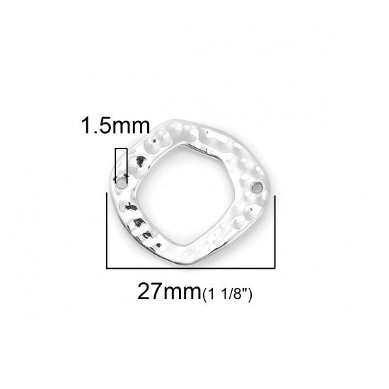 Immagine di Lega di Zinco Connettore Accessori Irregolare Tono Argento 27mm x 26mm, 10 Pz