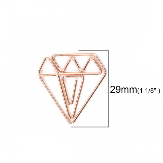 Immagine di Acciaio Inossidabile Segnalibro Oro Rosa Graffetta Diamante 29mm x 29mm, 5 Pz