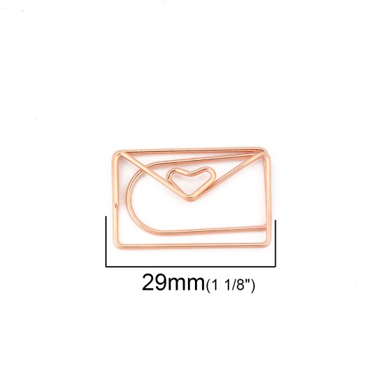 Immagine di Acciaio Inossidabile Segnalibro Oro Rosa Graffetta Carta da Lettere 29mm x 19mm, 5 Pz