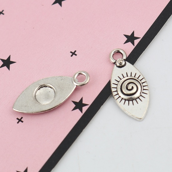 Picture of Zinc Based Alloy Charms Eye Antique Silver Spiral 21mm( 7/8") x 9mm( 3/8"), 50 PCs