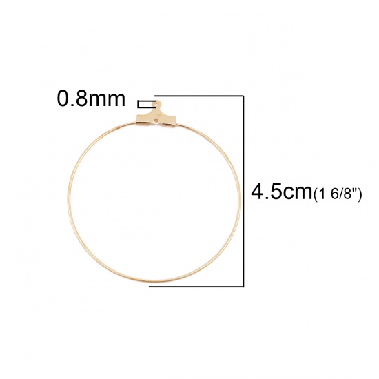 Picture of 40 PCs Brass & Iron Based Alloy Earring Components KC Gold Plated Circle Ring Can Open 45mm x 41mm