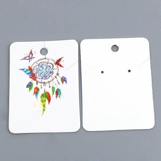 Immagine di Carta Cartoncini Espositori per Gioielli Rettangolo Multicolore Acchiappa sogni Disegno 72mm x 52mm, 50 Fogli