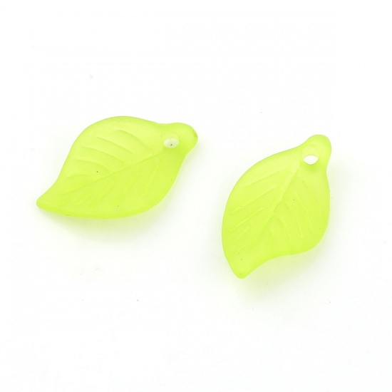 Picture of Acrylic Charms Leaf Grass Green Frosted 18mm x 11mm, 500 PCs