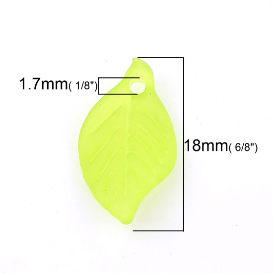 Picture of Acrylic Charms Leaf Grass Green Frosted 18mm x 11mm, 500 PCs