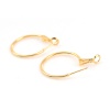 Bild von Messing Ohrreifen 18K Echtgold plattiert Rund 31mm x 25mm, Drahtstärke: (20 gauge), 280 Stück