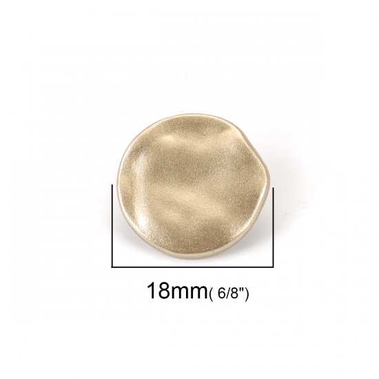 Picture of Zinc Based Alloy Metal Sewing Buttons Single Hole Round Matt Gold 18mm( 6/8") Dia, 10 PCs