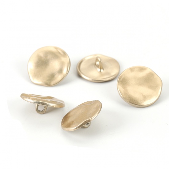 Picture of Zinc Based Alloy Metal Sewing Buttons Single Hole Round Matt Gold 18mm( 6/8") Dia, 10 PCs