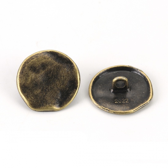 Immagine di Lega di Zinco Bottone da Cucire Metallo Single hole Tondo Bronzo Antico 18mm Dia, 10 Pz