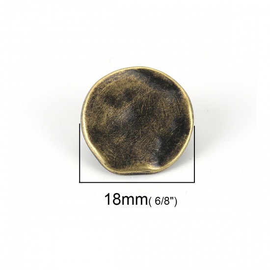 Picture of Zinc Based Alloy Metal Sewing Buttons Single Hole Round Antique Bronze 18mm( 6/8") Dia, 10 PCs