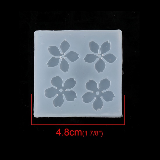 Immagine di Silicone Muffa della Resina per Gioielli Rendendo Quadrato Bianco Sakura Fiore 48mm x 48mm, 2 Pz