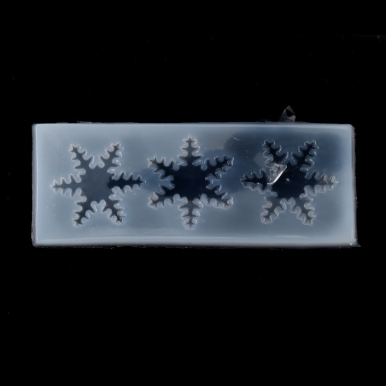 Immagine di Silicone Muffa della Resina per Gioielli Rendendo Rettangolo Bianco Fiocco di Neve 11cm x 4.3cm, 2 Pz
