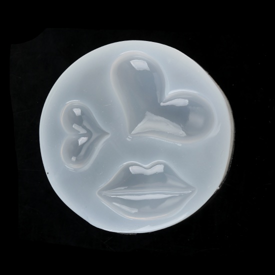 Immagine di Silicone Muffa della Resina per Gioielli Rendendo Tondo Bianco Cuore 8.7cm Dia. 1 Pz