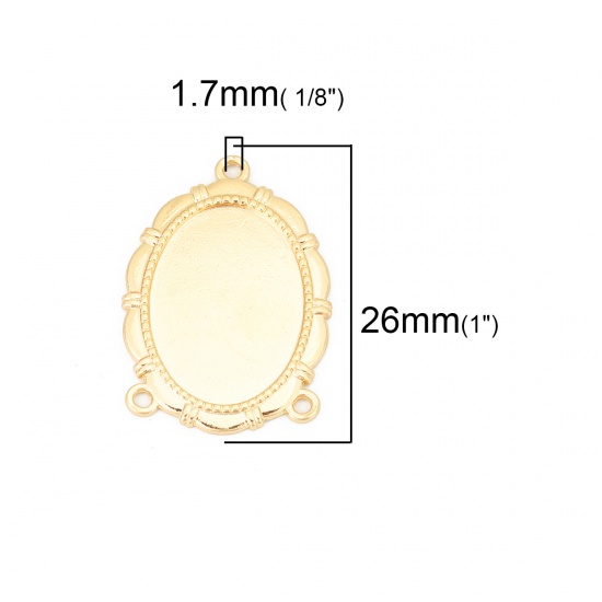 Picture of Zinc Based Alloy Connectors Oval KC Gold Plated Cabochon Settings (Fits 18mmx13mm) 26mm(1") x 18mm( 6/8"), 10 PCs