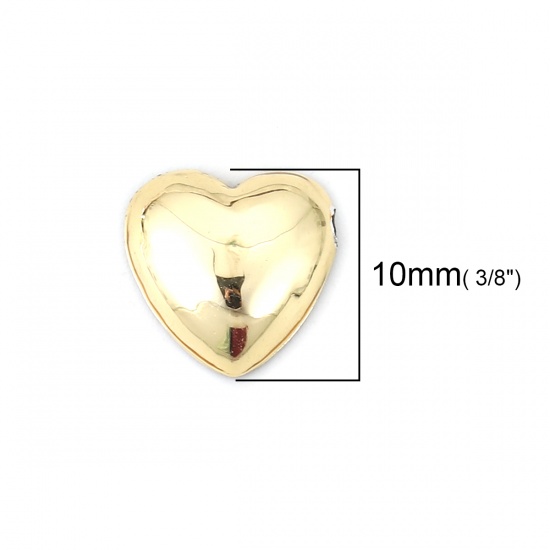 Picture of Acrylic Dome Seals Cabochon Heart Golden 10mm( 3/8") x 10mm( 3/8"), 200 PCs