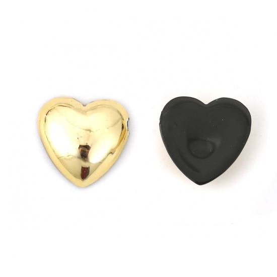 Picture of Acrylic Dome Seals Cabochon Heart Golden 10mm( 3/8") x 10mm( 3/8"), 200 PCs