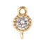 Picture of Brass Connectors Round 18K Real Gold Plated Clear Rhinestone 7mm( 2/8") x 4mm( 1/8"), 3 PCs