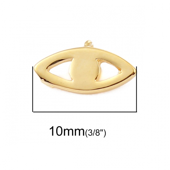 Picture of Brass Charms Eye 18K Real Gold Plated 10mm( 3/8") x 6mm( 2/8"), 5 PCs                                                                                                                                                                                         