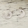 Picture of Brass Charms Half Moon 18K Real Platinum Plated Star 12mm( 4/8") x 8mm( 3/8"), 3 PCs