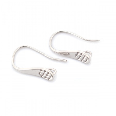 Messing Ohrhaken-Ohrringe für DIY-Schmuckherstellungszubehör Echt Platin plattiert Message " Mit Öse " 18mm x 10mm, Drahtstärke: (21 gauge), 4 Stück