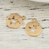 Image de Breloques en Laiton Rond Plaqué Or Véritable 18K Etoile de Mer Amas Stellaire 14mm x 11mm, 5 Pcs