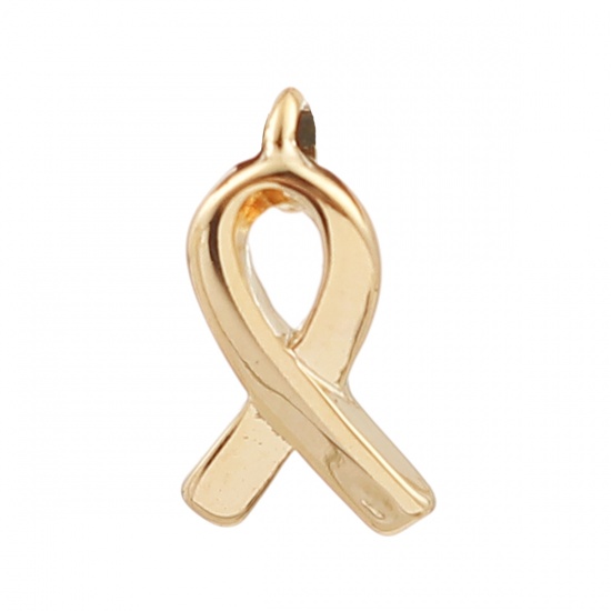 Picture of Brass Charms Ribbon 18K Real Gold Plated 9mm( 3/8") x 5mm( 2/8"), 5 PCs                                                                                                                                                                                       