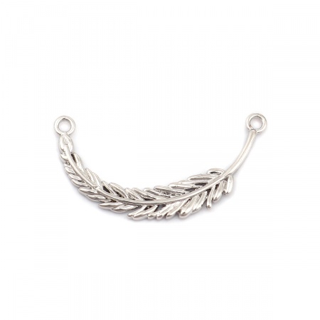 Ottone Connettore Piuma 18K Vero Platino Placcato 30mmx 15mm, 3 Pz