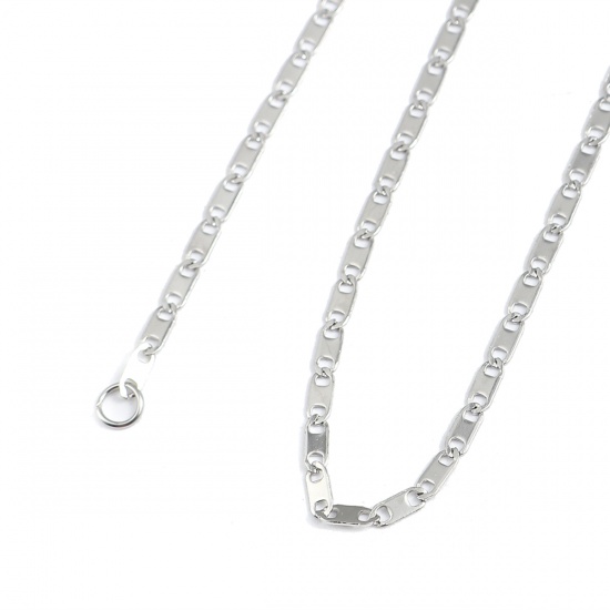 Image de Colliers en 304 Acier Inoxydable D'autres chaînes Ovale Argent Mat 50cm Long, Taille de chaîne: 6x2mm, 3 Pcs