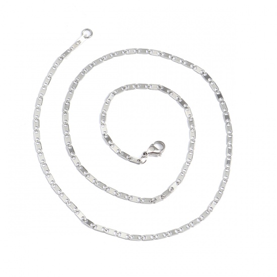 Image de Colliers en 304 Acier Inoxydable D'autres chaînes Ovale Argent Mat 50cm Long, Taille de chaîne: 6x2mm, 3 Pcs