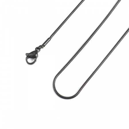 1 Piece Vacuum Plating 304 Stainless Steel Snake Chain Necklace For DIY Jewelry Making Black 45cm(17 6/8") long, Chain Size: 1.2mm